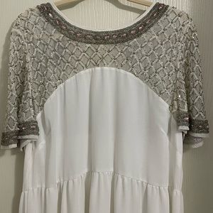 ASOS Curve white beaded gown NWT